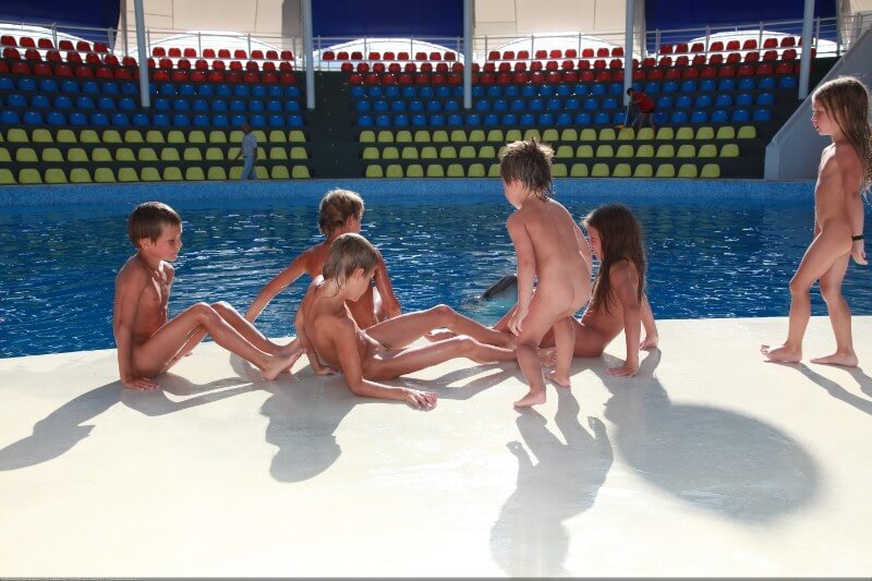 Swimming dolphins photo gallery - nudism in the world