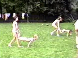 A nudist gathering at the stadium and sports - nudism in the world